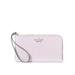 New Kate Spade Lucy Medium L-zip Wristlet Saffiano Leather Pastel Lavender